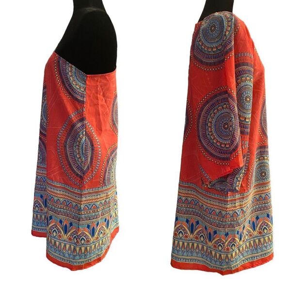 Hello Miss Hot Pink One Shoulder Geometric Print Sheath Dress Sz L - Picture 3 of 13